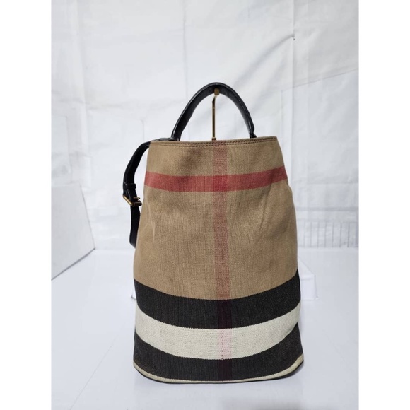 SOLD***Authentic Burberry Canvas Check Susanna Medium Hobo Bag Beige/Black - Picture 4 of 15